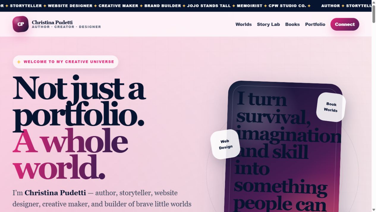 Christina Pudetti personal portfolio website home page